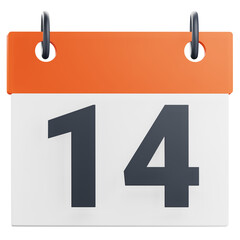 Fototapeta premium 3d 14th fourteen day of month calendar illustration