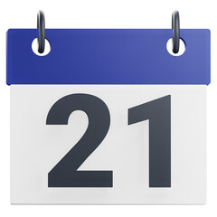 3d 21st twenty-one day of month calendar illustration