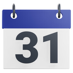 3d 31st thirty-one day of month calendar illustration