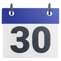 3d 30th thirty day of month calendar illustration