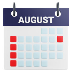 3d August calendar illustration