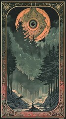 Eye Monster with Forest background with Frame