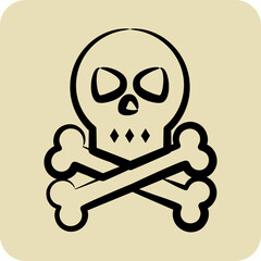 Icon Skull. suitable for Halloween symbol. hand drawn style. simple design editable. design template