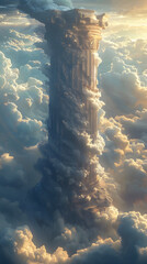 huge Athen column breaking through the cloud