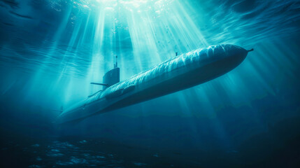 A nuclear submarine underwater