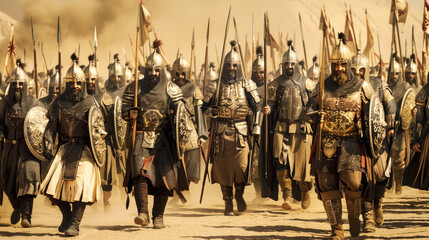 Saladin ibn Ayyub (Salah ad-Din Yusuf ibn Ayyub) with his elite army