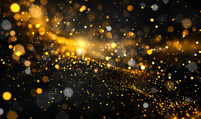 Fototapeta premium a black background with gold lights and sparkles, Generative AI 