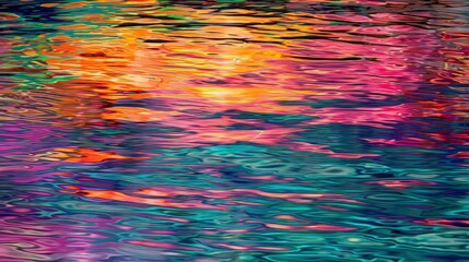 Abstract Sunset Reflections: An abstract composition capturing vibrant hues reflecting off rippling water during a mesmerizing sunset, creating a kaleidoscope of colors on the tranquil surface.