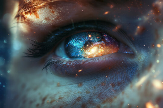 Cosmic Vision: A Mystical Eye Gazing into the Universe