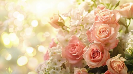 Everlasting Blooms: Celebrate eternal love with a top-view banner adorned with timeless wedding flowers and space for your words.