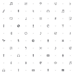 Fototapeta premium Seamless pattern music and music note icon on white background. Included the icons as media, sound, multimedia, audio, musical, waveform And Other Elements.