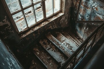 Obraz premium Stairs of old abandoned building