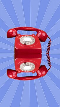 red vintage telephone in vertical