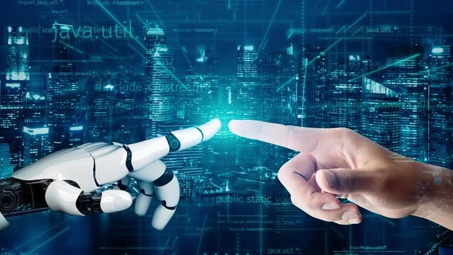XAI Futuristic robot artificial intelligence revolutionary AI technology development and machine learning concept. Global robotic bionic science research for future of human life. 3D rendering graphic