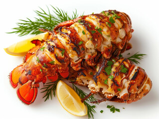 Grilled lobster tails with herbs and lemon, decadent celebratory dish