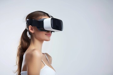 Fototapeta premium VR Utility Mixed Reality Headset. Virtual Reality Goggles for Scenic. Augmented reality 3D Glasses Circus Acts. 3D Future Technology Fire performance Gadget and Game Studios Wearable Equipment