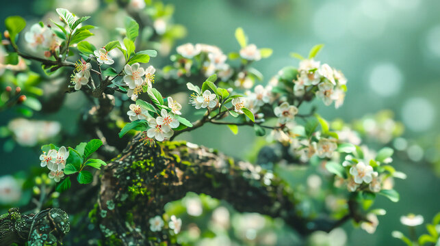 Spring Blooms in Soft Focus, Delicate Petals Against a Sky Blue Backdrop, The Whisper of Natures Renewal