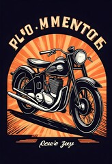 fictional unbranded vintage retro motorcycle t-shirt design