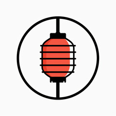 Obraz premium Japanese Icon Lantern Minimalistic Circle Black Lines