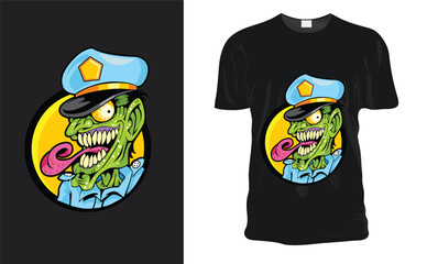 Monster character wild scary dead man Angry Zombie T-shirt design. Sticker vector illustration. Poster design.