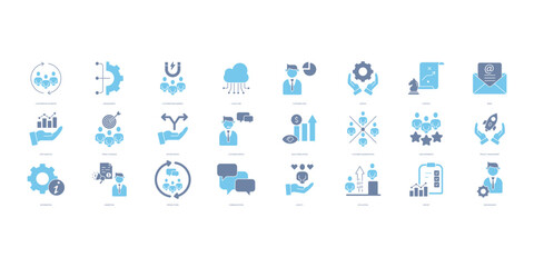 Customer relationship management icons set. Set of editable stroke icons.Vector set of Customer relationship management