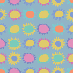 Vector seamless pattern with flowers. Abstract plants, botanical tiled design