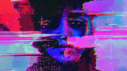 Abstract Digital Pixel Noise Glitch Error Video old VHS Damage Background