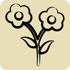 Icon Flowers. suitable for City Park symbol. hand drawn style. simple design editable. design template