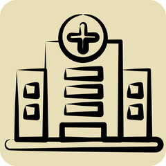 Icon Hospital. suitable for education symbol. hand drawn style. simple design editable. design template