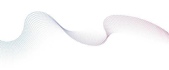 Flowing Dot Wave Pattern Halftone Curve Shape on Transparent Background