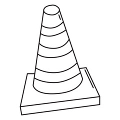 traffic cone doodle icon transparent background