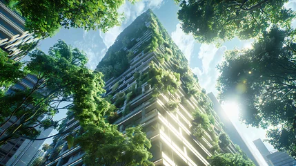 Tuinposter Milans Vertical Forest, A Green Architectural Marvel, Sustainable Living Amidst Urban Skies © SK