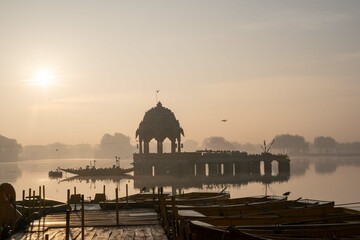 Jaisalmer, Rajasthan, India - 12 January 2024: Gadsisar Lake – A major attractive tourist hotspot...