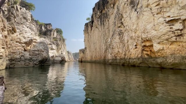 A shot of Bhedaghat Boating Point in Jabalpur, Madhya Pradesh, India 
