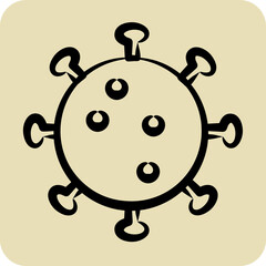 Icon Flu Virus. suitable for flu symbol. hand drawn style. simple design editable. design template