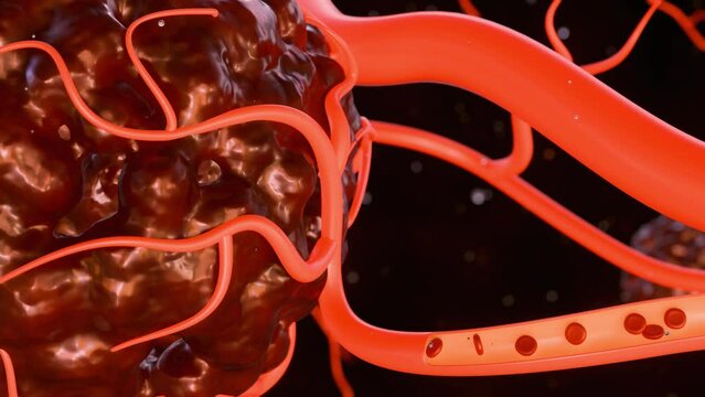 3d animation of cancer requires a blood supply to deliver the nutrients and oxygen it needs to grow and survive