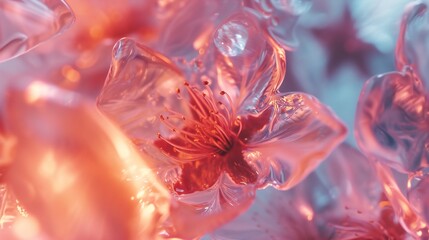 Ice Petals: Sakura blossoms bathed in the gentle warmth of winter.