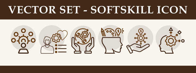 Soft skills banner web icon vector illustration collection. Concept of Human Resource Management and Training. 