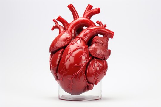 Human heart model isolated In white background, Ai generated
