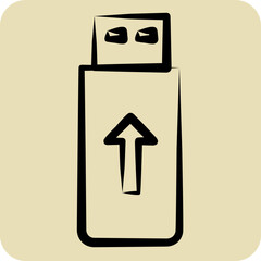 Icon Flashdisk. suitable for Computer Components symbol. hand drawn style. simple design editable. design template