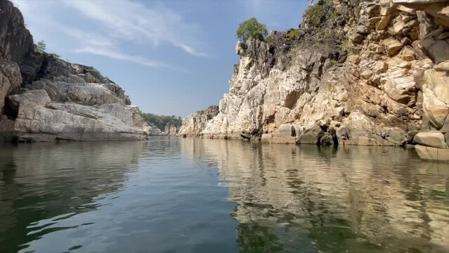 A shot of Bhedaghat Boating Point in Jabalpur, Madhya Pradesh, India 
