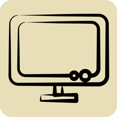 Icon Monitor. suitable for Computer Components symbol. hand drawn style. simple design editable. design template