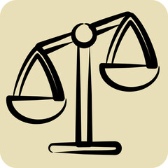 Icon Brass Scales. suitable for education symbol. hand drawn style. simple design editable. design template vector