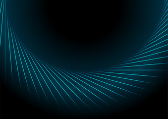 Fototapeta na wymiar Blue minimal round glowing lines abstract futuristic tech background. Vector digital art design