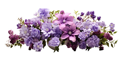 cute little miniature flower arrangement with purple flowers isolated on transparent background - Powered by Adobe