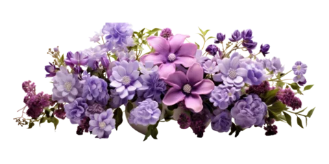 Rolgordijnen cute little miniature flower arrangement with purple flowers isolated on transparent background © Pornnapha