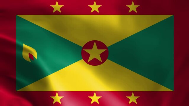 Grenada Waving Flag, Grenada Flag, Flag of Grenada Waving Animation, Grenada Flag 4K Footage