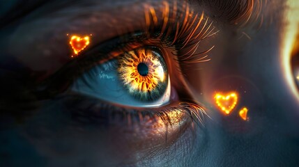 heartlight gaze: the ethereal allure of a yellow-illuminated eye