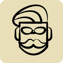 Icon Mustache. suitable for Barbershop symbol. hand drawn style. simple design editable. design template vector. simple illustration
