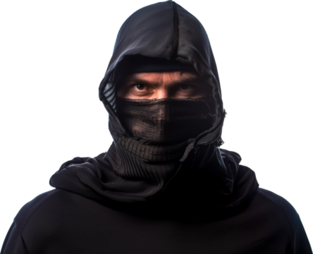 Portrait of a robber isolated.